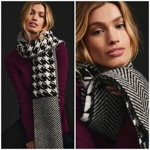 Anthropologie Black and White Houndstooth Scarf